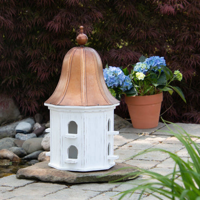 Birdhouse With Copper Tone Roof, Indoor Accent