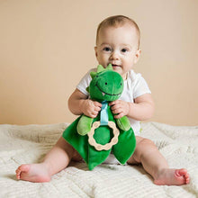 Penguin Waddle Baby Boutique - Dylan Dino Plush Toy with Teether: Dinosaur Lovey, Shower Gift, Security Blanket for Babies