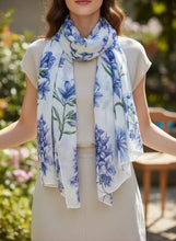 White-Blue Wildflower Scarf