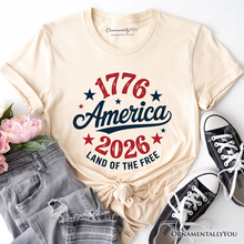Patriotic America 1776-2026 Land of the Free T-Shirt: White / XL