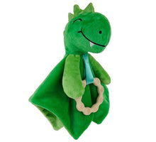 Penguin Waddle Baby Boutique - Dylan Dino Plush Toy with Teether: Dinosaur Lovey, Shower Gift, Security Blanket for Babies