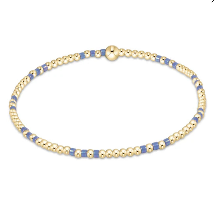 Hope Joy Pattern 2mm Bead Bracelet - Bright Blue