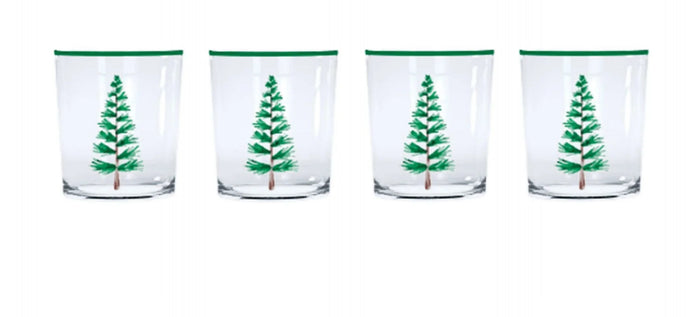 Mariposa Woodland Trees Suite of 4 Double Old Fashion Glasses.