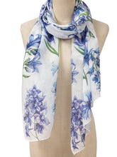 White-Blue Wildflower Scarf