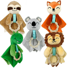 Penguin Waddle Baby Boutique - Dylan Dino Plush Toy with Teether: Dinosaur Lovey, Shower Gift, Security Blanket for Babies