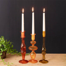 Amber Ombre Glass Taper Holder (Pair of 2)
