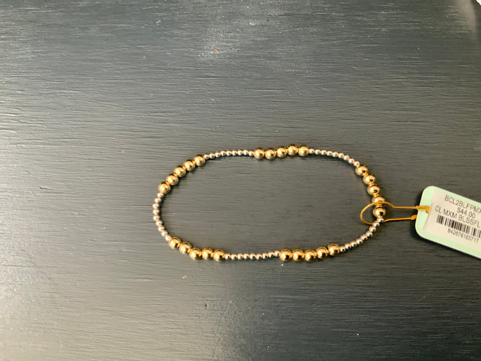 Classic Blissful Pattern 4mm Bead Bracelet Mixed Metal