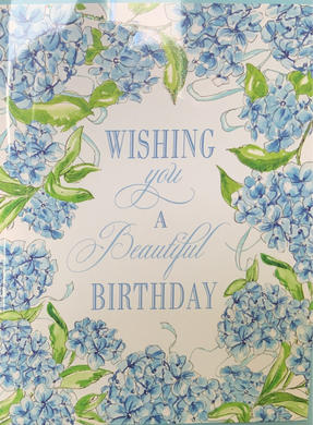 Greeting Card - Wishing you a Beautiful Birthday - Blue Hydrangea