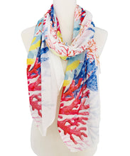White-Multi Coral Scarf