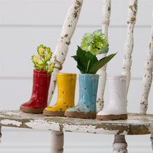 Mini Ceramic Boot Vases, Bright Colors
