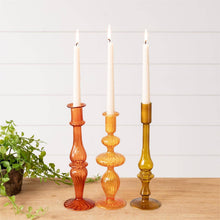 Amber Ombre Glass Taper Holder (Pair of 2)