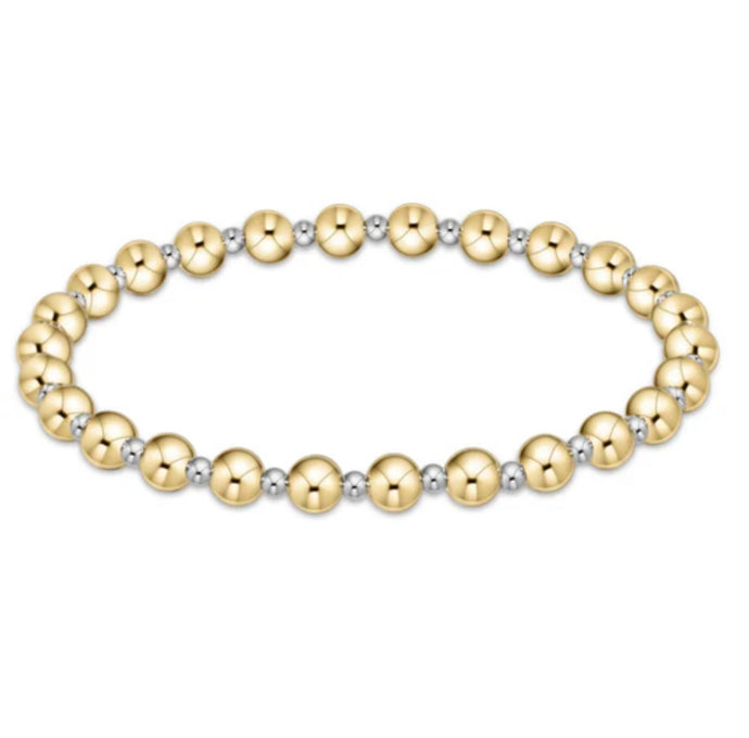 Classic Grateful Pattern 6 mm Bead Bracelet - Mixed Metal