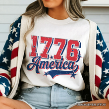 1776 America Vintage T-Shirt, Patriotic Retro USA Freedom 4th of July Tee: White / XL