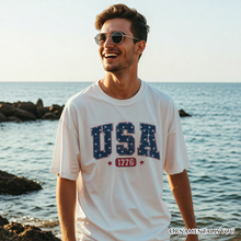 USA 1776 Stars T-Shirt, Bold Patriotic Tee for Independence : White / XL