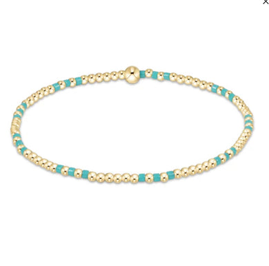 Hope Joy Pattern 2mm Bead Bracelet - Turquoise