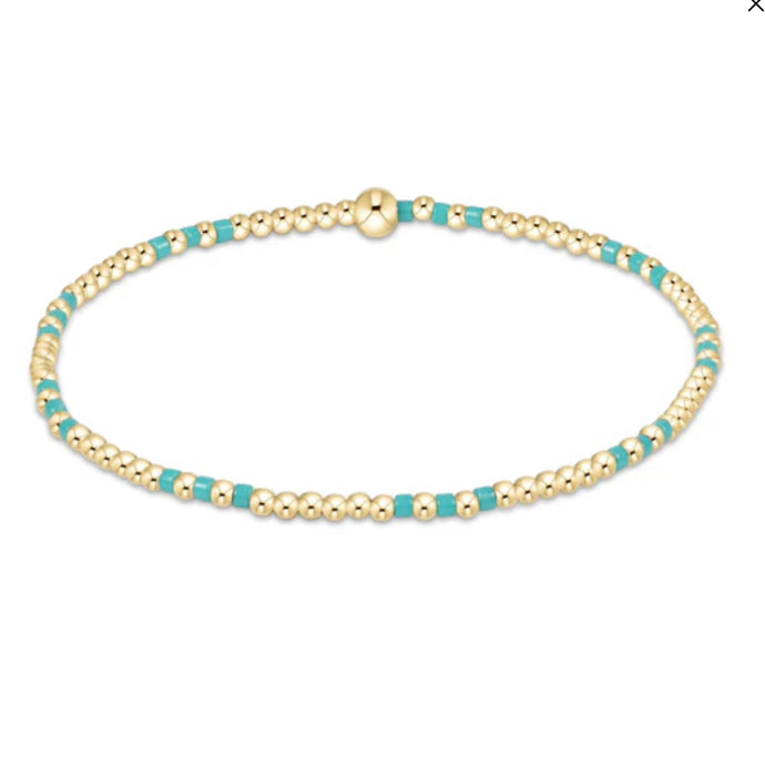 Hope Joy Pattern 2mm Bead Bracelet - Turquoise
