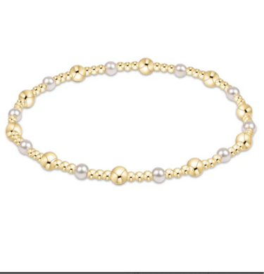 Classic Gold Sincerity Pattern 4mm Bead Bracelet - Pearl