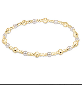 Classic Gold Sincerity Pattern 4mm Bead Bracelet - Pearl