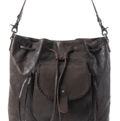 Mika Saddle Bucket Bag - Chocolate Brown Leather