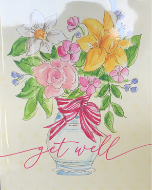 Greeting Card - Get Well - Vase of Flowers