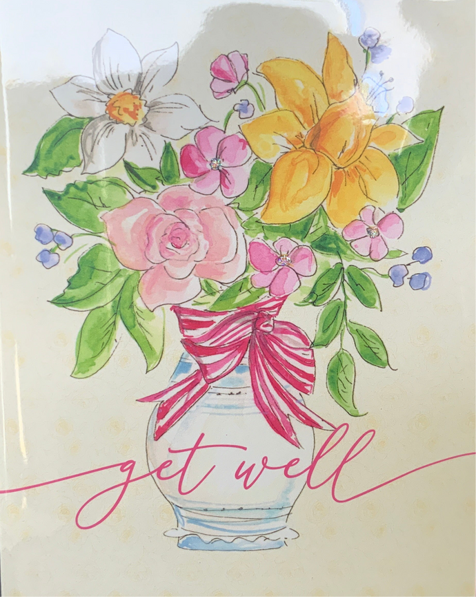 Greeting Card - Get Well - Vase of Flowers