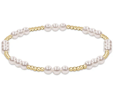 Classic Joy Pattern 4mm Bead Bracelet - Pearl