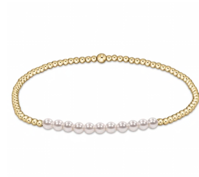 Gold Bliss 2mm Bead Bracelet - Pearl