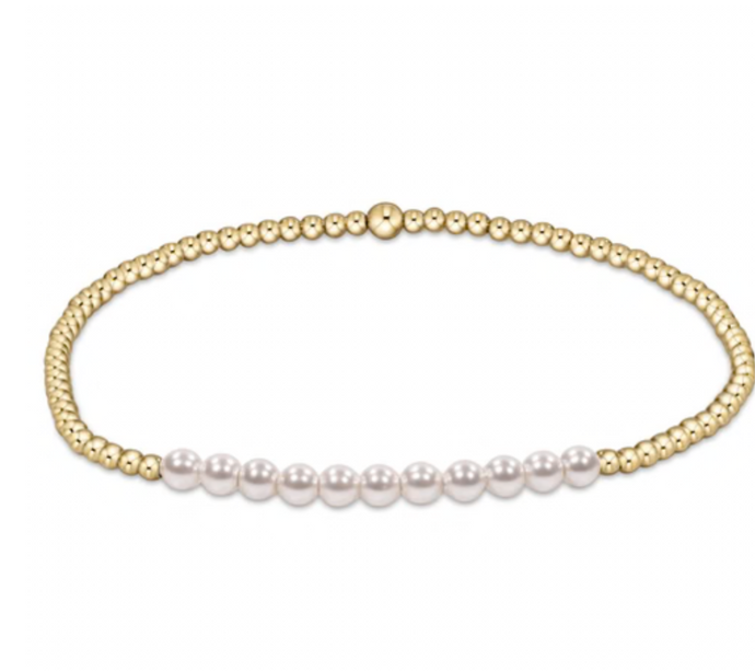 Gold Bliss 2mm Bead Bracelet - Pearl