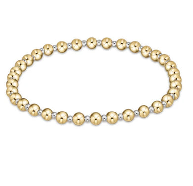 Classic Grateful Pattern 4 mm Bead Bracelet - Mixed Metal