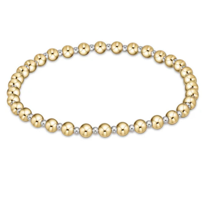 Classic Grateful Pattern 4 mm Bead Bracelet - Mixed Metal