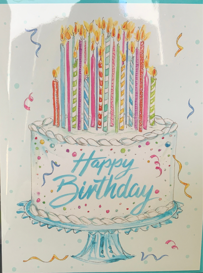 Greeting Card - Happy Birthday Cake with Candles