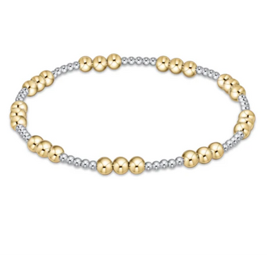 Classic Joy Pattern 4mm Bead Bracelet - Mixed Metal