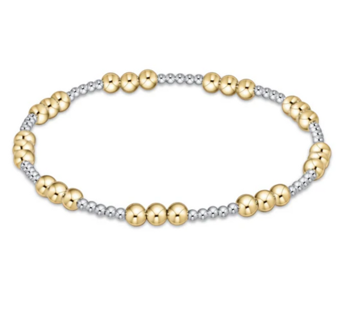 Classic Joy Pattern 4mm Bead Bracelet - Mixed Metal