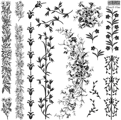 Iron Orchid Designs FLORA & VINE 12X12 DECOR STAMP™