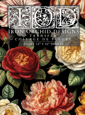 Iron Orchid Designs Collage des Fleurs Transfer