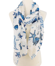 White-Blue Sea Life Scarf