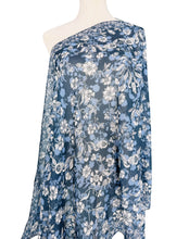 Navy-White Wildflower Blooms Scarf