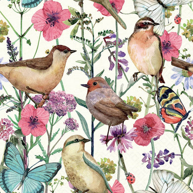 Paper Lunch Napkins Set/20 Birds In Spring
