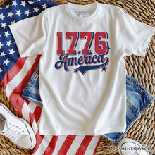 1776 America Vintage T-Shirt, Patriotic Retro USA Freedom 4th of July Tee: White / 2XL