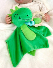 Penguin Waddle Baby Boutique - Dylan Dino Plush Toy with Teether: Dinosaur Lovey, Shower Gift, Security Blanket for Babies
