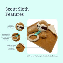 Penguin Waddle Baby Boutique - Scout Sloth Lovey - Minky Baby Teething Toy Security Blanket