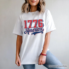 1776 America Vintage T-Shirt, Patriotic Retro USA Freedom 4th of July Tee: White / 2XL