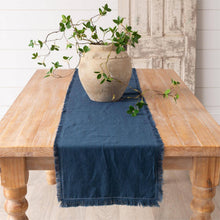 Table Runner - Stonewashed Linen Blend, Blue