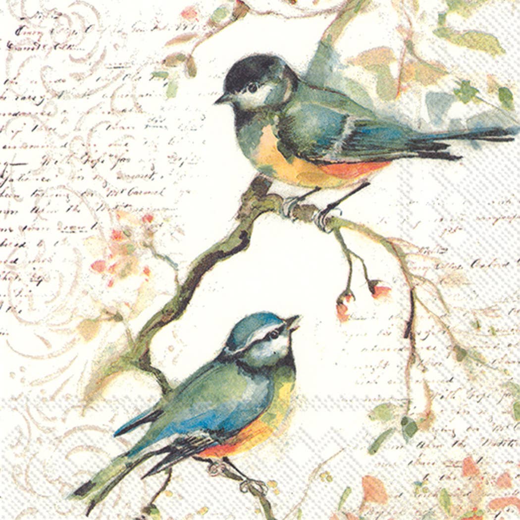 Boston International Happy Little Titmice Cocktail Napkin - Thumbnail 3
