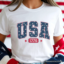 USA 1776 Stars T-Shirt, Bold Patriotic Tee for Independence : White / XL
