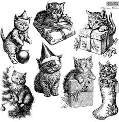 Christmas Kitties 12 x 12 IOD Stamp