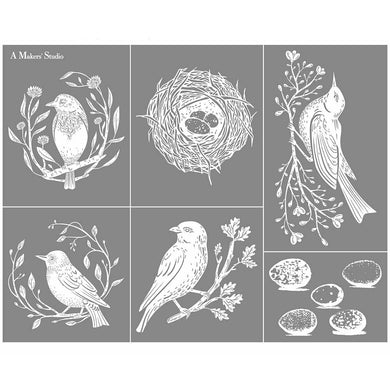 A Makers' Studio - Mesh Stencil - Birds - 8.5 x 11