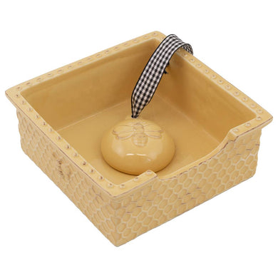 Cocktail Napkin Stoneware Caddy Honeycomb