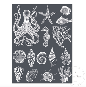 A Makers' Studio - Mesh Stencil - Sea Life 8.5x11