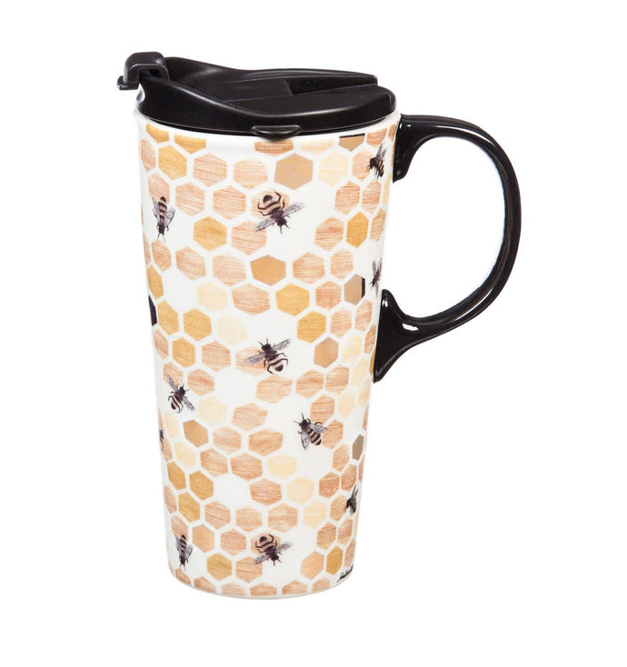 Ceramic Travel Cup w/box, 17 OZ., Happy to bee home